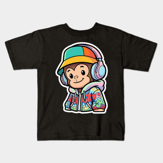 Cool Monkey T-Shirt | Urban Streetwear Animal Graphic Tee | Playful Mascot Design Kids T-Shirt by Muhammad Naveed Khan
