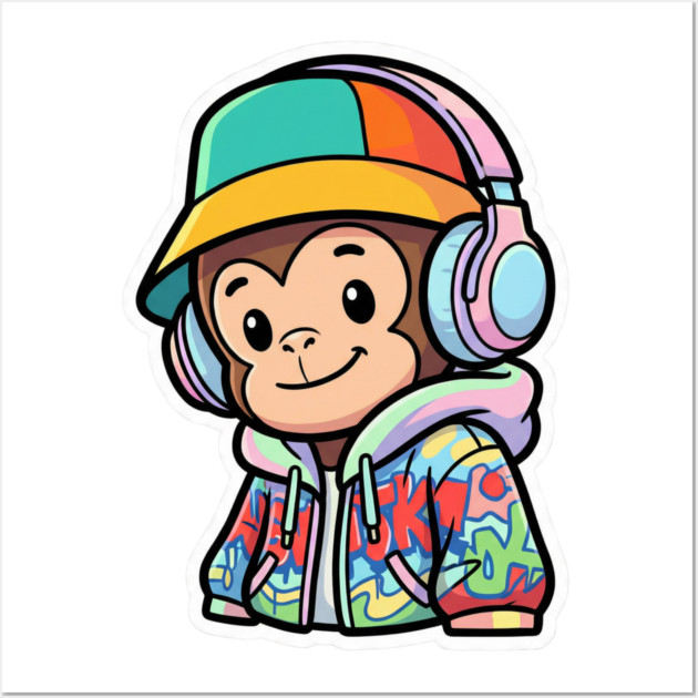 Cool Monkey T-Shirt | Urban Streetwear Animal Graphic Tee | Playful Mascot Design Wall Art by Muhammad Naveed Khan