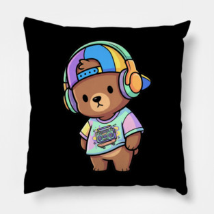 Cool Panda T-Shirt | Urban Streetwear Mascot Graphic Tee | Modern Hip-Hop Style Pillow