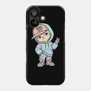 Cool Cat T-Shirt | Urban Streetwear Animal Graphic Tee | Smooth Mascot Design Phone Case