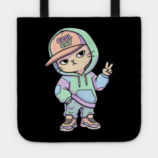 Cool Cat T-Shirt | Urban Streetwear Animal Graphic Tee | Smooth Mascot Design Tote