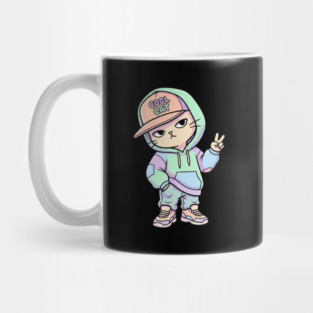 Cool Cat T-Shirt | Urban Streetwear Animal Graphic Tee | Smooth Mascot Design Mug