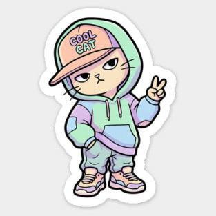 Cool Cat T-Shirt | Urban Streetwear Animal Graphic Tee | Smooth Mascot Design Sticker