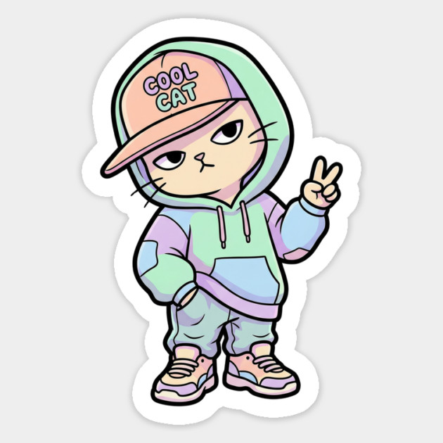 Cool Cat T-Shirt | Urban Streetwear Animal Graphic Tee | Smooth Mascot Design Magnet by Muhammad Naveed Khan