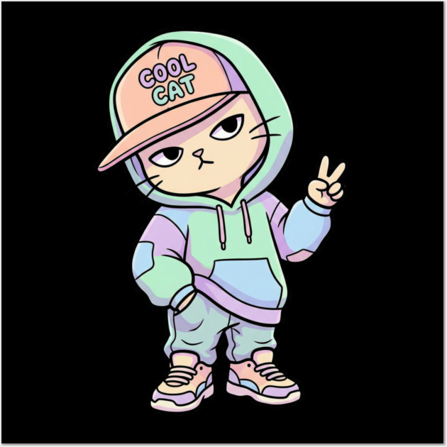 Cool Cat T-Shirt | Urban Streetwear Animal Graphic Tee | Smooth Mascot Design Wall Art by Muhammad Naveed Khan