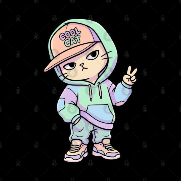 Cool Cat T-Shirt | Urban Streetwear Animal Graphic Tee | Smooth Mascot Design by Muhammad Naveed Khan