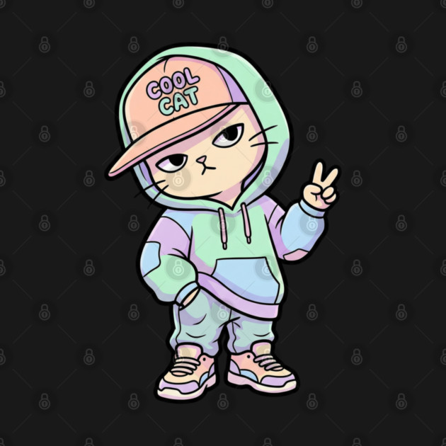 Cool Cat T-Shirt | Urban Streetwear Animal Graphic Tee | Smooth Mascot Design by Muhammad Naveed Khan