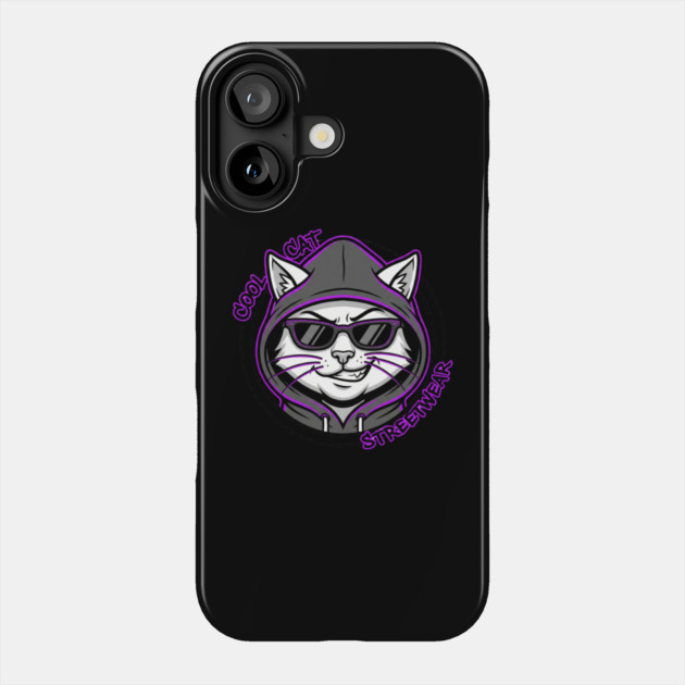 Cool Cat Streetwear T-Shirt | Urban Fashion Animal Graphic Tee | Modern Street Style Phone Case by Muhammad Naveed Khan