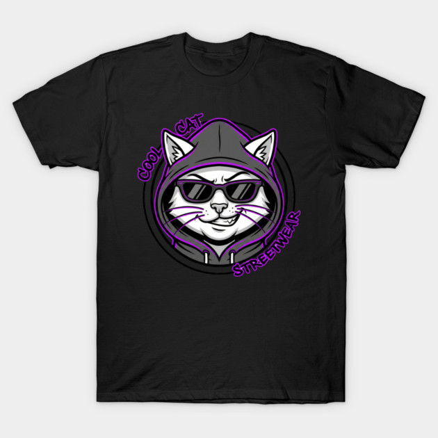 Cool Cat Streetwear T-Shirt | Urban Fashion Animal Graphic Tee | Modern Street Style T-Shirt by Muhammad Naveed Khan