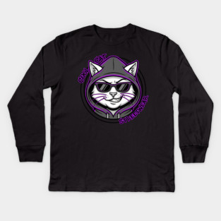 Cool Cat Streetwear T-Shirt | Urban Fashion Animal Graphic Tee | Modern Street Style Kids Long Sleeve T-Shirt