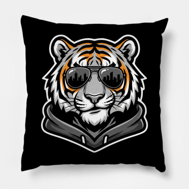 Cool Tiger T-Shirt | Urban Streetwear Animal Graphic Tee | Bold Mascot Design Pillow by Muhammad Naveed Khan