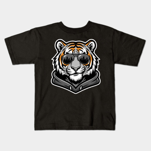 Cool Tiger T-Shirt | Urban Streetwear Animal Graphic Tee | Bold Mascot Design Kids T-Shirt by Muhammad Naveed Khan