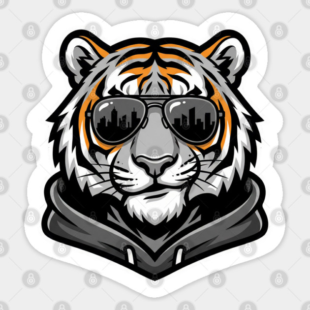 Cool Tiger T-Shirt | Urban Streetwear Animal Graphic Tee | Bold Mascot Design Sticker by Muhammad Naveed Khan