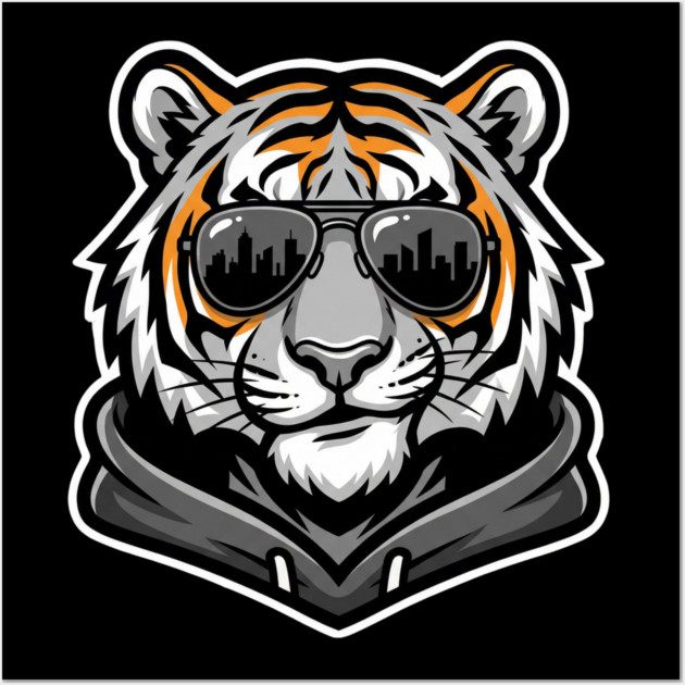 Cool Tiger T-Shirt | Urban Streetwear Animal Graphic Tee | Bold Mascot Design Wall Art by Muhammad Naveed Khan