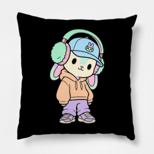 Cool Kitten T-Shirt | Cute Streetwear Cat Graphic Tee | Urban Mascot Design Pillow