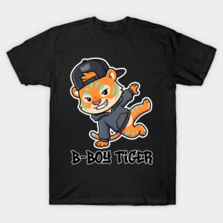 B-Boy Tiger T-Shirt | Hip-Hop Streetwear Animal Graphic Tee | Urban Breakdance Style T-Shirt