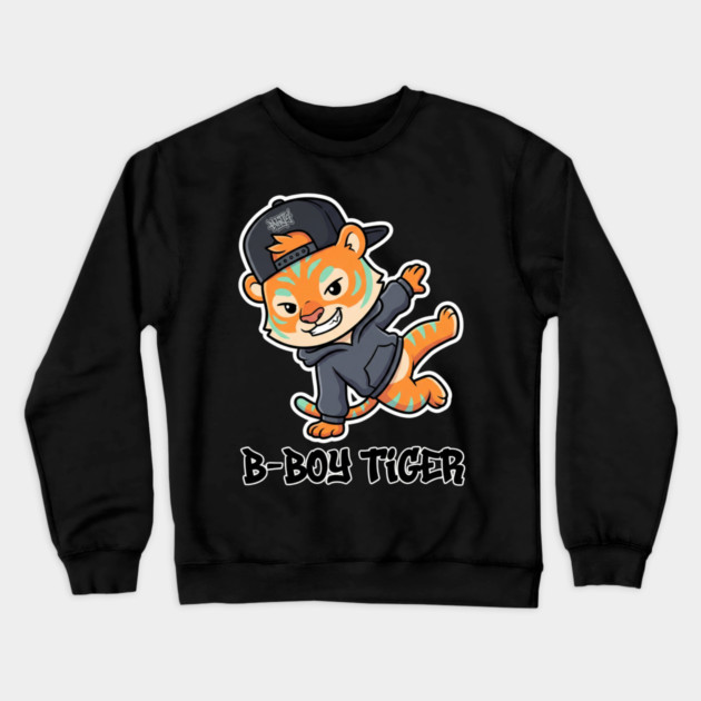B-Boy Tiger T-Shirt | Hip-Hop Streetwear Animal Graphic Tee | Urban Breakdance Style Crewneck Sweatshirt by Muhammad Naveed Khan
