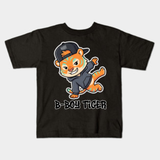 B-Boy Tiger T-Shirt | Hip-Hop Streetwear Animal Graphic Tee | Urban Breakdance Style Kids T-Shirt