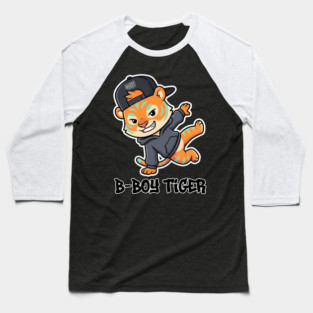 B-Boy Tiger T-Shirt | Hip-Hop Streetwear Animal Graphic Tee | Urban Breakdance Style Baseball T-Shirt