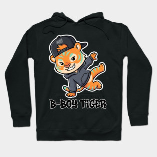 B-Boy Tiger T-Shirt | Hip-Hop Streetwear Animal Graphic Tee | Urban Breakdance Style Hoodie