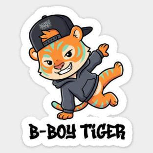 B-Boy Tiger T-Shirt | Hip-Hop Streetwear Animal Graphic Tee | Urban Breakdance Style Sticker