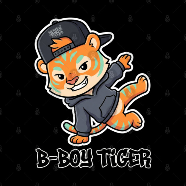 B-Boy Tiger T-Shirt | Hip-Hop Streetwear Animal Graphic Tee | Urban Breakdance Style by Muhammad Naveed Khan