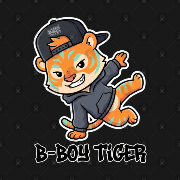 B-Boy Tiger T-Shirt | Hip-Hop Streetwear Animal Graphic Tee | Urban Breakdance Style by Muhammad Naveed Khan