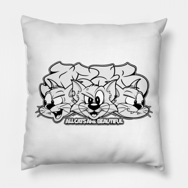 All Cats Are Beautiful - Pastel Graffiti Cat Pillow by Wrong