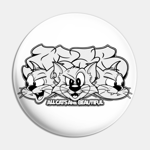 All Cats Are Beautiful - Pastel Graffiti Cat Pin by Wrong