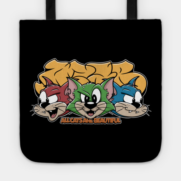 All Cats Are Beautiful - Graffiti Punk Cat Streetwear Tote by Wrong