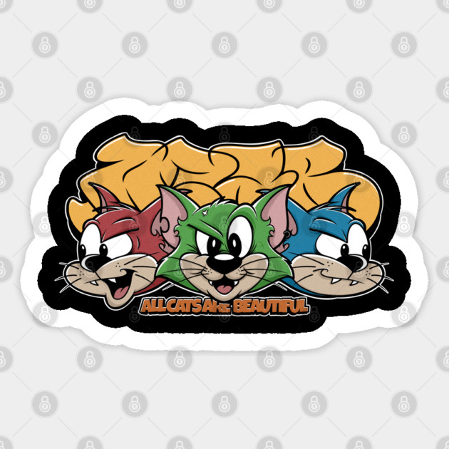 All Cats Are Beautiful - Graffiti Punk Cat Streetwear Sticker by Wrong