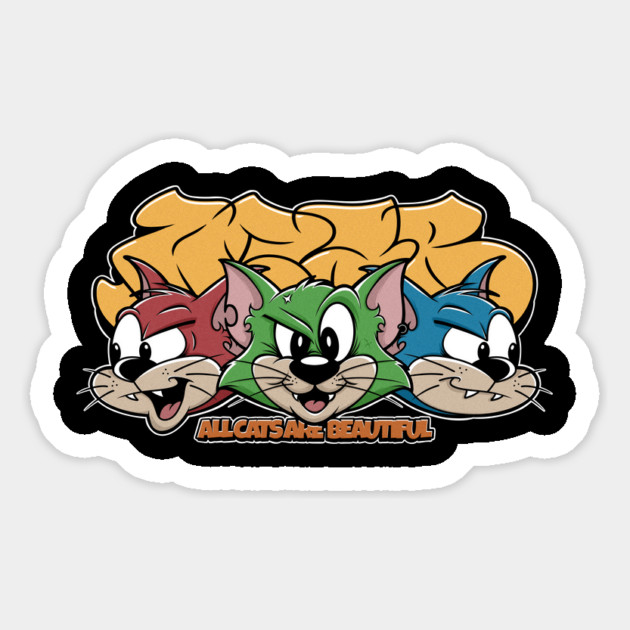 All Cats Are Beautiful - Graffiti Punk Cat Streetwear Magnet by Wrong