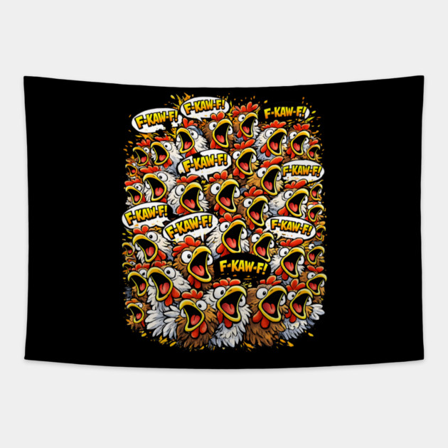 Chicken Attack Tapestry by CrazyGirl