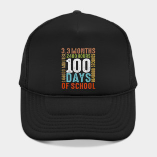 Funny 100th Day Of School 100 Days 3 Months 2400 Hours Hat