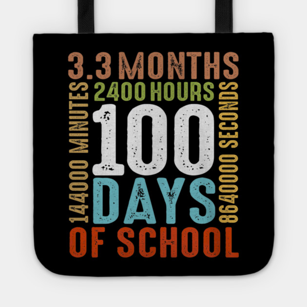 Funny 100th Day Of School 100 Days 3 Months 2400 Hours Tote by yangho