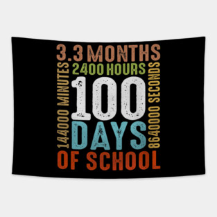 Funny 100th Day Of School 100 Days 3 Months 2400 Hours Tapestry