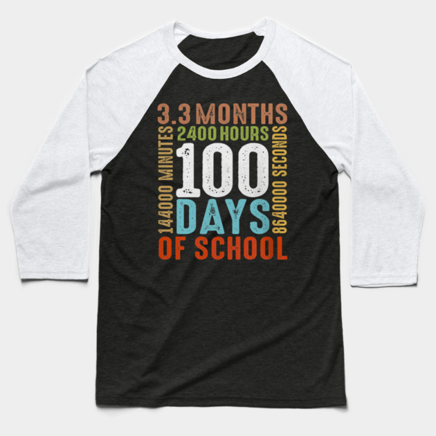 Funny 100th Day Of School 100 Days 3 Months 2400 Hours Baseball T-Shirt by yangho