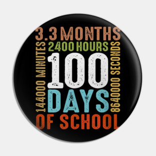 Funny 100th Day Of School 100 Days 3 Months 2400 Hours Pin
