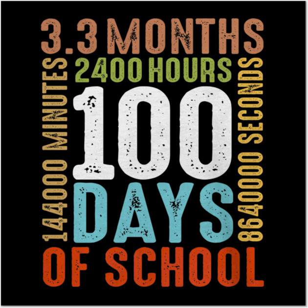 Funny 100th Day Of School 100 Days 3 Months 2400 Hours Wall Art by yangho