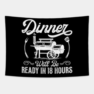 Funny BBQ Men Smoking Meat Smoker Grilling Barbecue Tapestry