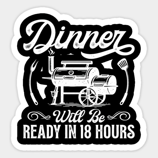 Funny BBQ Men Smoking Meat Smoker Grilling Barbecue Sticker by yangho