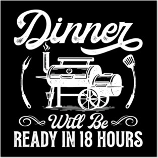 Funny BBQ Men Smoking Meat Smoker Grilling Barbecue Posters and Art