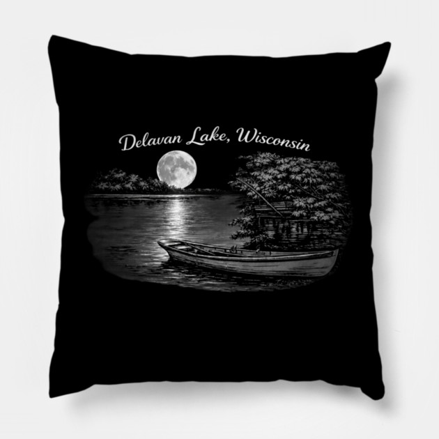 Delavan Lake Wisconsin Pillow by CrazyGirl