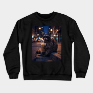 raccoon-drinking-iced-coffee Crewneck Sweatshirt