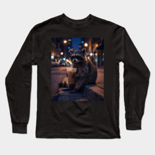 raccoon-drinking-iced-coffee Long Sleeve T-Shirt