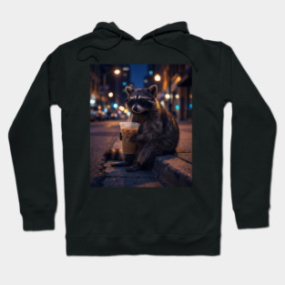raccoon-drinking-iced-coffee Hoodie