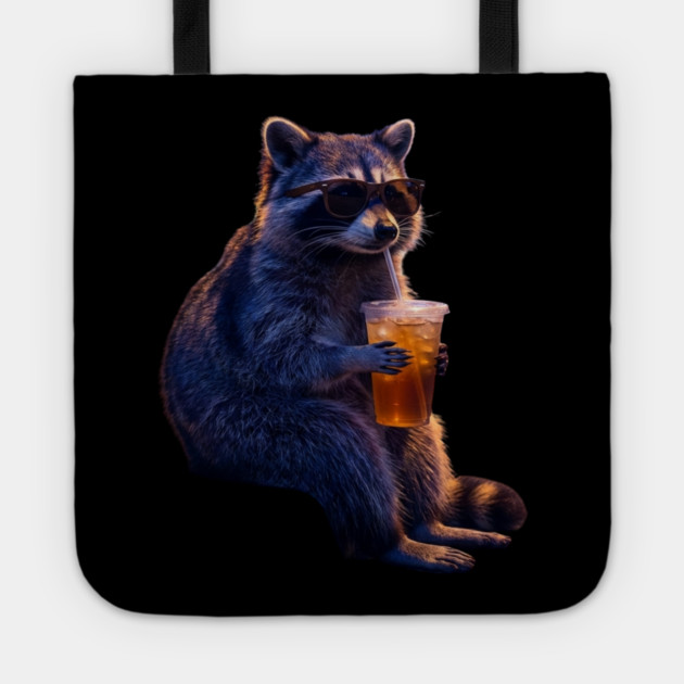 raccoon-drinking-iced-coffee Tote by Creatifly Graphic Tees