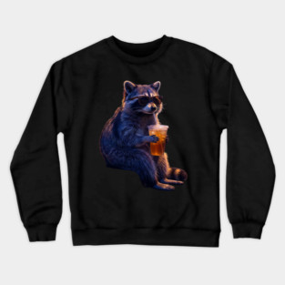 raccoon-drinking-iced-coffee Crewneck Sweatshirt