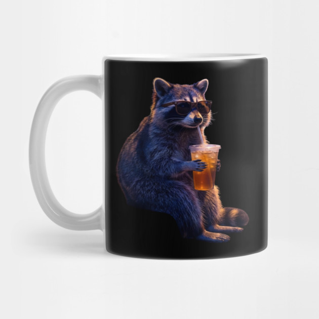 raccoon-drinking-iced-coffee by Creatifly Graphic Tees