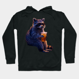 raccoon-drinking-iced-coffee Hoodie